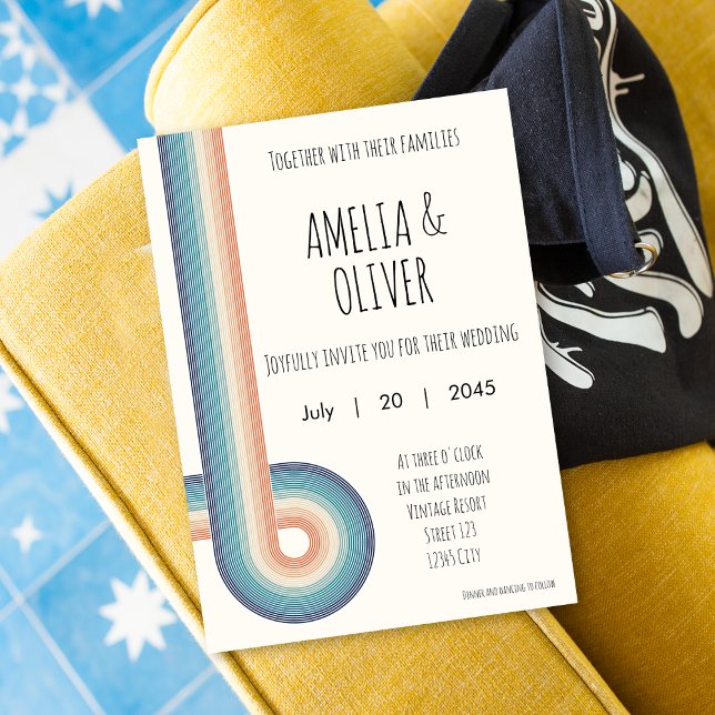 Vintag Retro Old Style 70er Hochzeit Einladung (Von Creator hochgeladen)