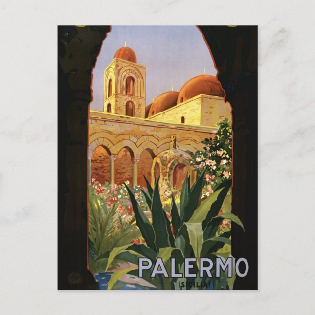 Vintag Retro Palermo Italien Tourismus Postkarte (Vorderseite)