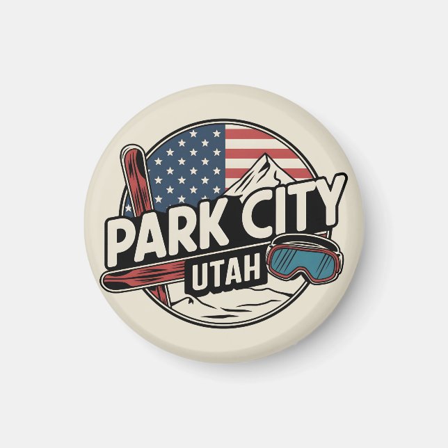 Vintag Retro Park Stadt Utah Gaben Magnet (Vorne)