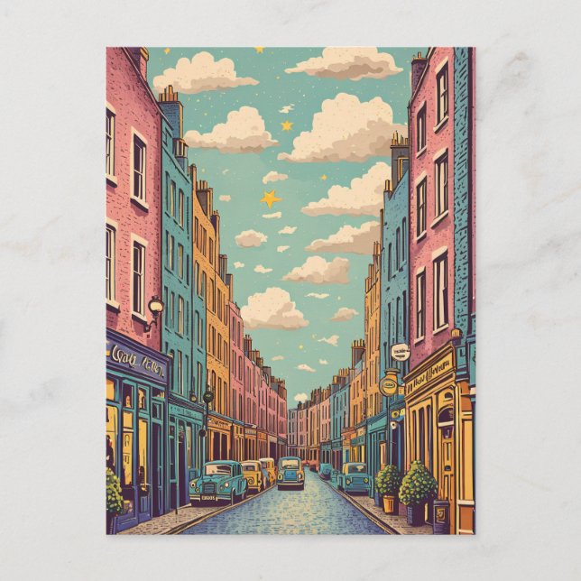 Vintag Retro pastel Dublin Irland Postkarte (Vorderseite)