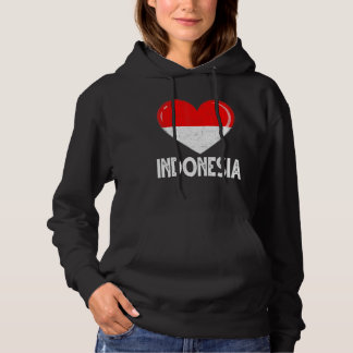 Vintag Retro Patriotic Heart Indonesien Flag Dista Hoodie