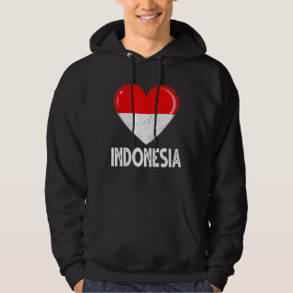 Vintag Retro Patriotic Heart Indonesien Flag Dista Hoodie