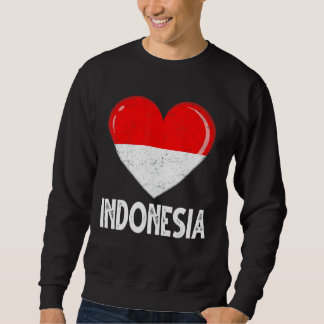 Vintag Retro Patriotic Heart Indonesien Flag Dista Sweatshirt