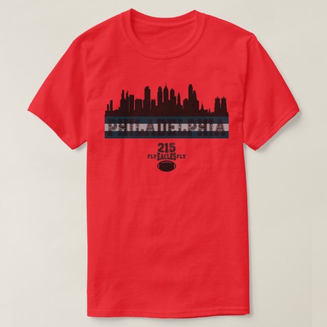 Vintag Retro Philadelphia Skyline 215 Fußball T-Shirt (Design vorne)