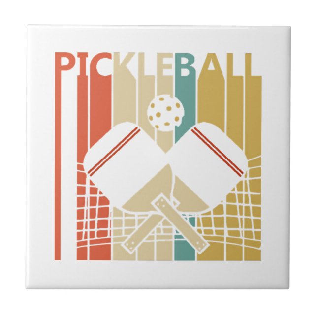Vintag Retro Pickleball Fliese (Vorderseite)