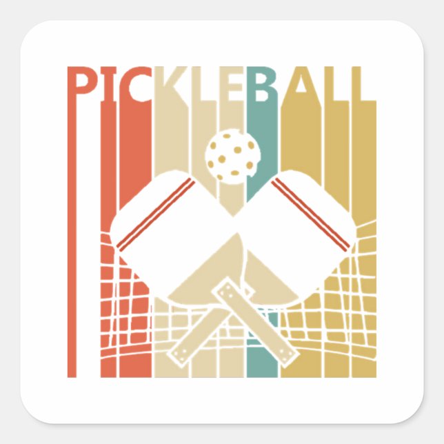Vintag Retro Pickleball Quadratischer Aufkleber (Vorderseite)