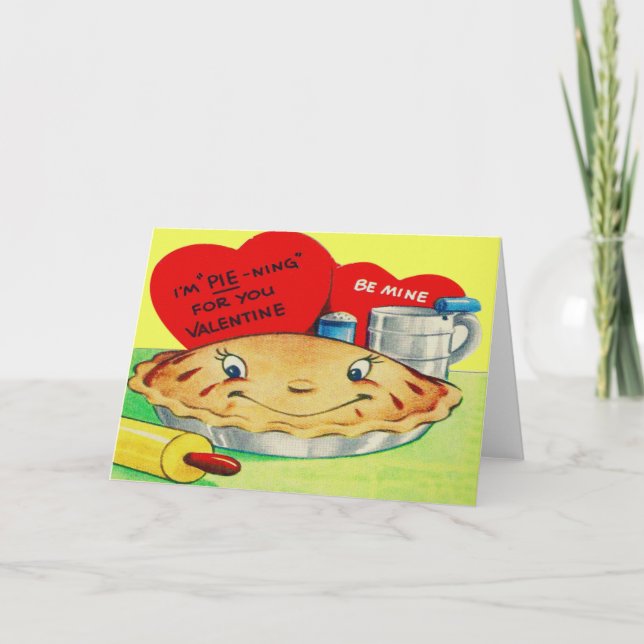 Vintag Retro-Pie Valentine Feiertagskarte (Vorderseite)