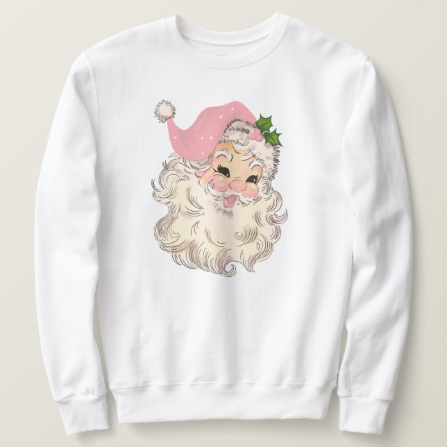Vintag Retro Pink Santa Unisex Sweatshirt (Design vorne)