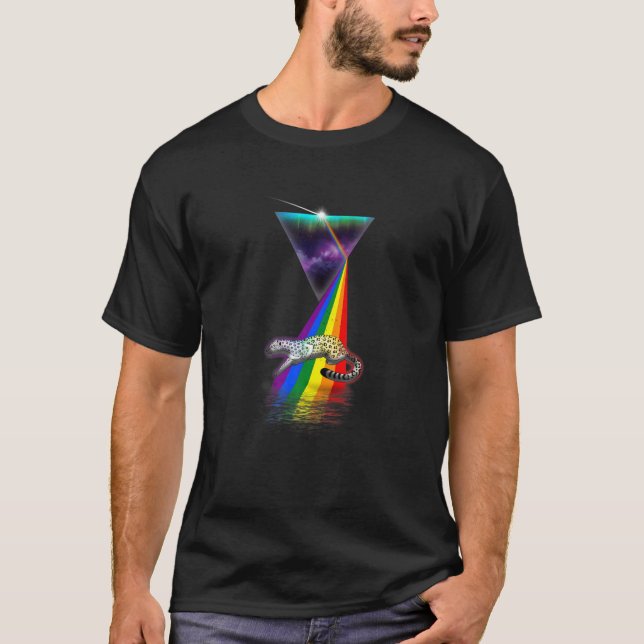 Vintag Retro Prism Snow Leopard T-Shirt (Vorderseite)