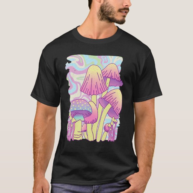 Vintag Retro Psychedelic Mushroom Trippy Hippie T-Shirt (Vorderseite)