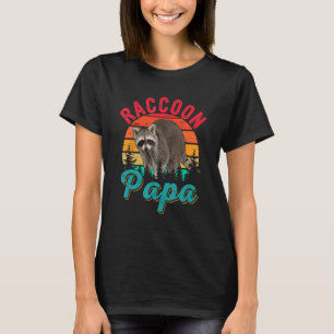 Vintag Retro Raccoon Papa Kostüm Raccoon T-Shirt