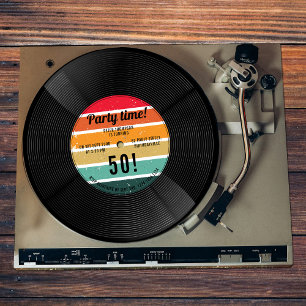 Vintag Retro Rainbow Vinyl Record Music Geburtstag Einladung