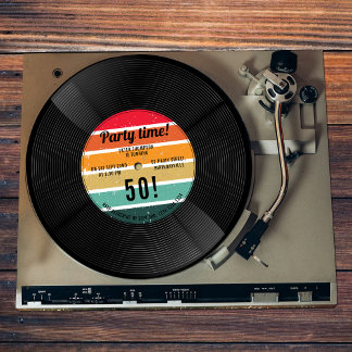 Vintag Retro Rainbow Vinyl Record Music Geburtstag Einladung
