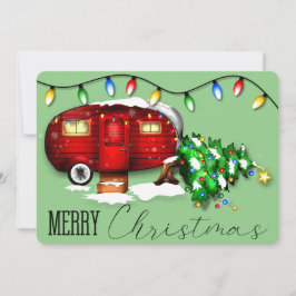 Vintag Retro Red Camper Weihnachtskarte Feiertagskarte