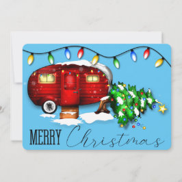 Vintag Retro Red Camper Weihnachtskarte Feiertagskarte