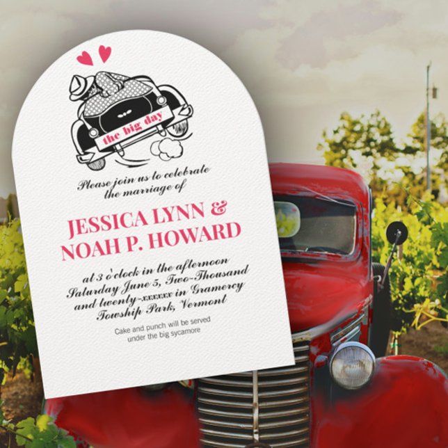 Vintag Retro Red Classic 50er Cabrio Car Einladung (Von Creator hochgeladen)