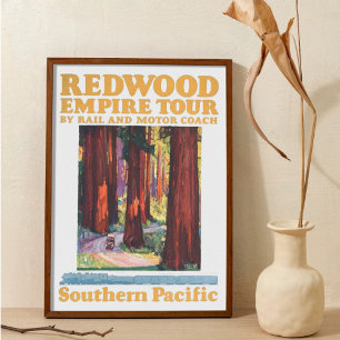 Vintag Retro Redwood Nationalpark Imperial Tour Poster