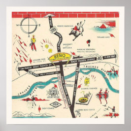 Vintag Retro Reno Nevada Print Poster