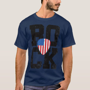 Vintag Retro Rock American Flag Plektrum Music T-Shirt
