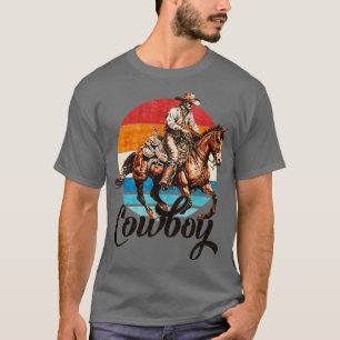 Vintag Retro Rodeo Cowboy Pferderücken Reitsport E T-Shirt