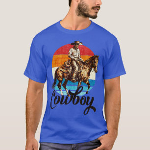 Vintag Retro Rodeo Cowboy Pferderücken Reitsport E T-Shirt