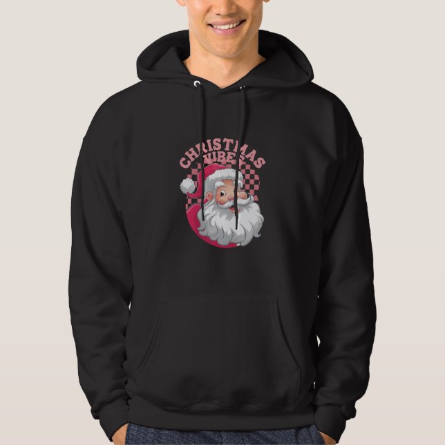 Vintag Retro Rosa Weihnachten Hoodie (Vorderseite)