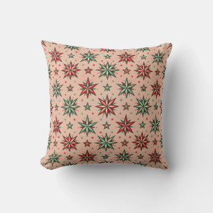 Vintag Retro Rosa Weihnachtssterne Muster Kissen