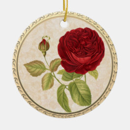 Vintag Retro Rote Rose Weihnachten Keramik Ornamen Ornament