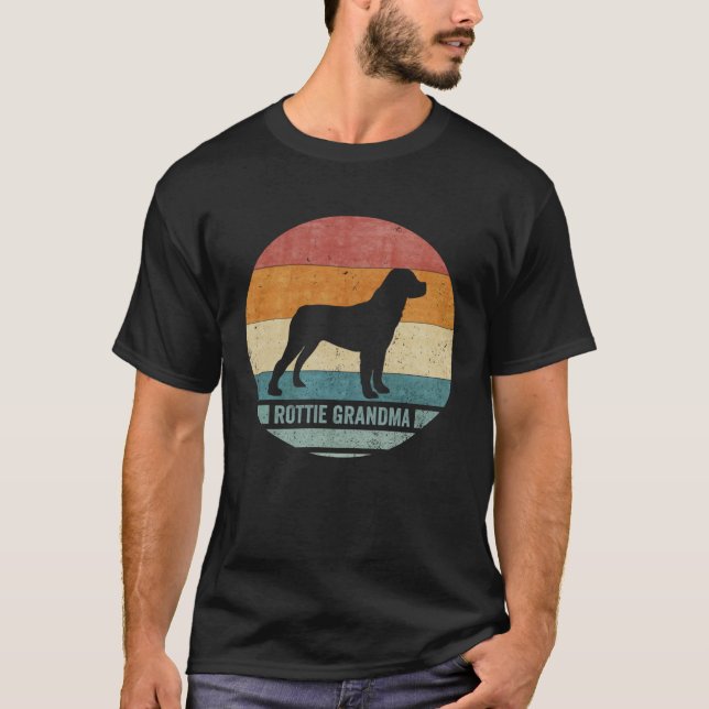 Vintag Retro Rottweiler Oma Rottie Silhouette T-Shirt (Vorderseite)