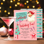 Vintag Retro Santa Christmas Cocktail Party Einladung<br><div class="desc">"Langsam sieht es wie Cocktails aus"! Vintag, Retro Santa Claus mit einem lustigen und modernen gestreift zurück. Mit Retro-Cocktails, Weihnachtsbaum und Schild. Farbtöne von Rosa, Aqua und Rot. Alle Formulierungen können an Ihre Bedürfnisse angepasst werden. Ideal für eine erwachsene Feier. Weitere Änderungen finden Sie unter Anpassen dieser Vorlage. Am unteren...</div>