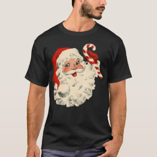 Vintag Retro Santa Claus Candy Cane Weihnachtsfeie T-Shirt