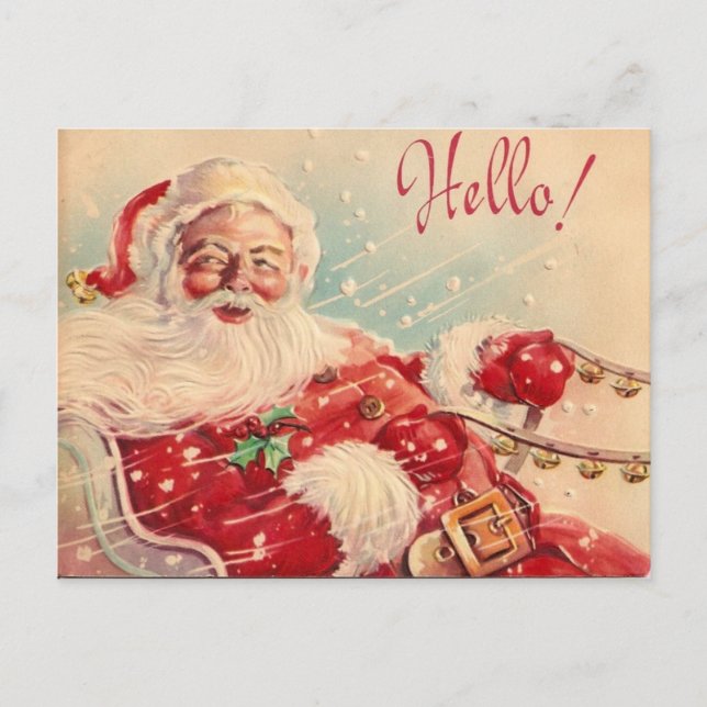 Vintag Retro Santa Claus Postkarte (Vorderseite)