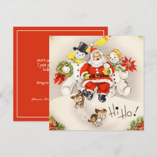 Vintag Retro Santa Claus Snowman Niedliche Welpen