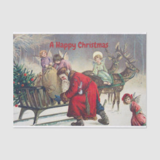 Vintag Retro Santa Claus und WeihnachtsAngels Seidenpapier