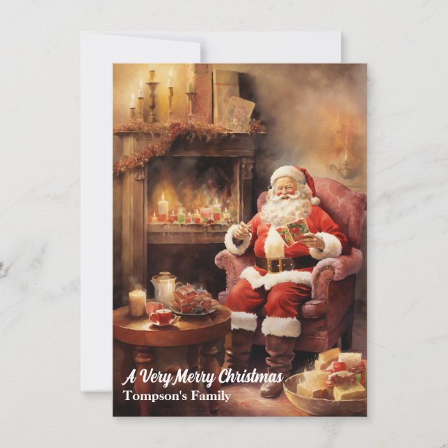 Vintag Retro Santa Claus Weihnachtskarte Feiertagskarte (Vorderseite)