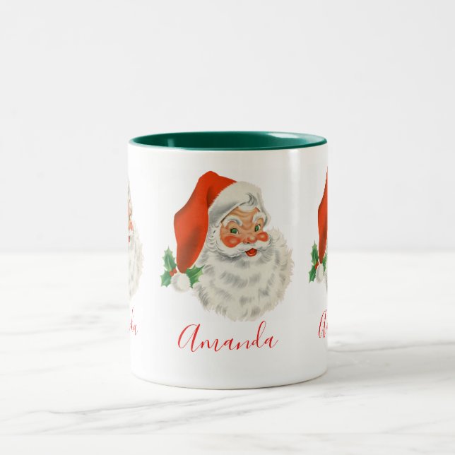 Vintag Retro Santa Claus Zweifarbige Tasse (Mittel)