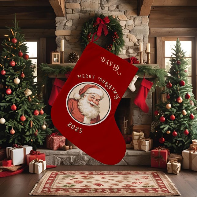 Vintag Retro Santa Großer Weihnachtsstrumpf (Von Creator hochgeladen)