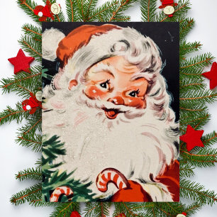 Vintag Retro Santa mit Candy Canes Weihnachten