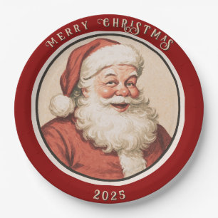 Vintag Retro Santa Pappteller
