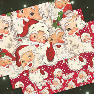 Vintag Retro Santa Red Weihnachten Geschenkpapier Set
