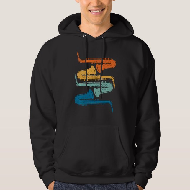 Vintag Retro Saxophon Hoodie (Vorderseite)