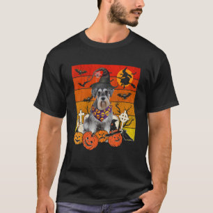 Vintag Retro Schnauzer Dog Hexe Beängstigende Pump T-Shirt