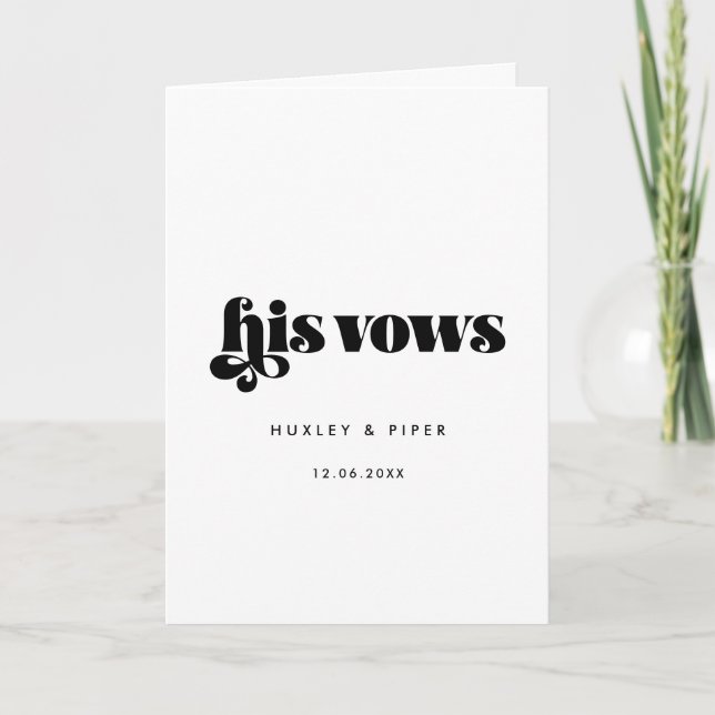 Vintag Retro Script Seine Gelübde Hochzeit Karte (Vorderseite)