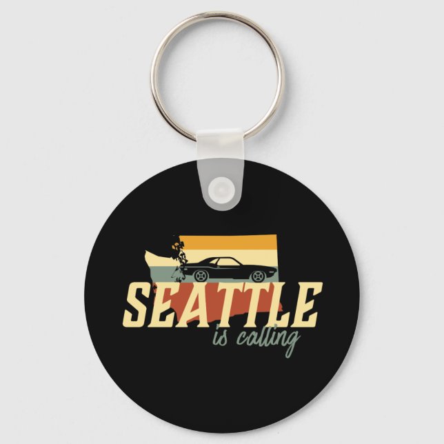 Vintag Retro Seattle Washington USA City Map Schlüsselanhänger (Vorderseite)