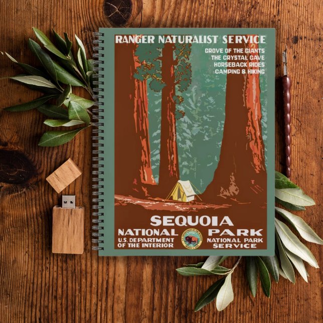 Vintag Retro Sequoia Nationalparkreise Notizblock (Von Creator hochgeladen)