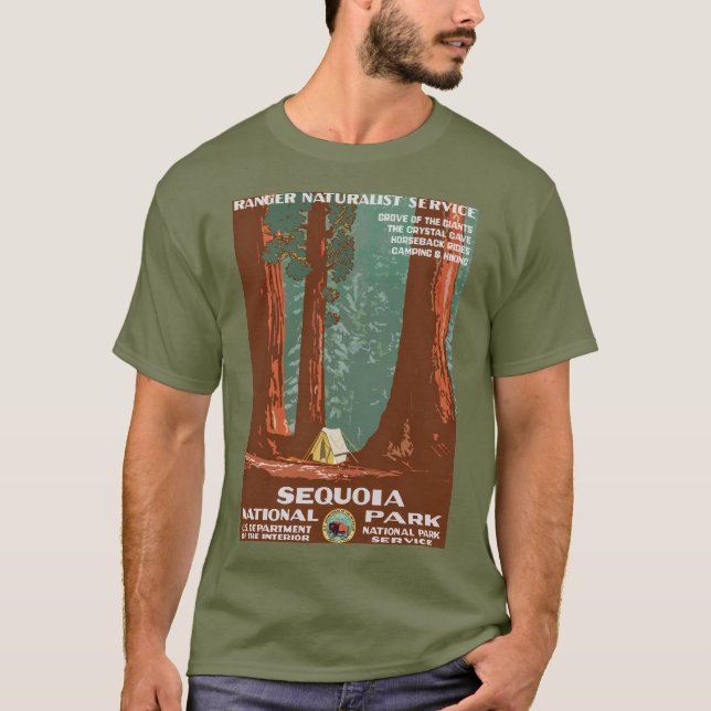 Vintag Retro Sequoia Nationalparkreise T-Shirt (Vorderseite)