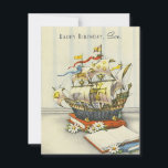 Vintag Retro Ship Happy Birthday Son Mitteilungskarte<br><div class="desc">Vintag Retro Schiff Happy Birthday Son.</div>