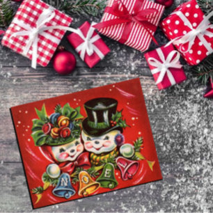 Vintag Retro Snowman Couple Weihnachten Grüße