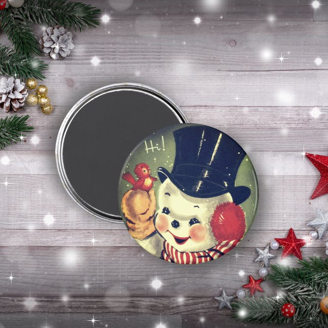 Vintag Retro Snowman Holiday Magnet (Vintage Retro Snowman Holiday Magnet)