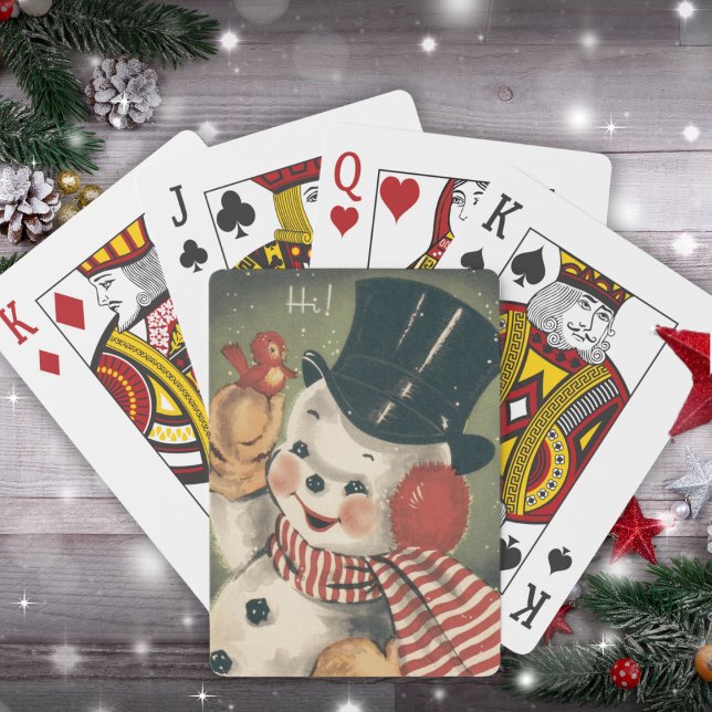 Vintag Retro Snowman Weihnachtsfeiertag Spielkarten (Vintage Retro Snowman Christmas Holiday Poker Cards)